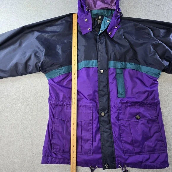 Helly Hansen Jacket Mens L Purple Parka Hooded Lined Pockets Zip Logo Fleece - Picture 3 of 8
